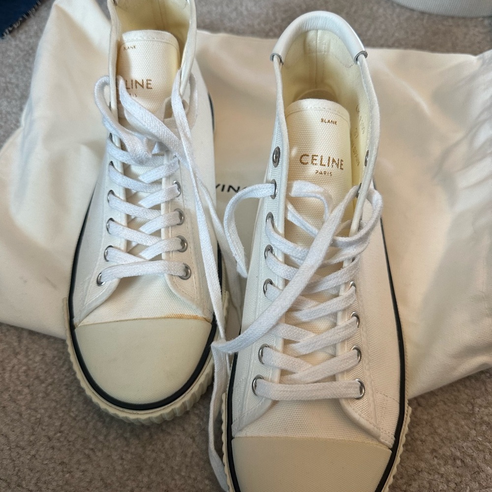 Celine Cream High-Top Sneakers